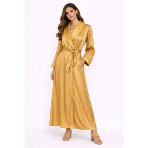 Vintage Victoria’s Secret Gold Paisley Satin Robe – 1990s Medium